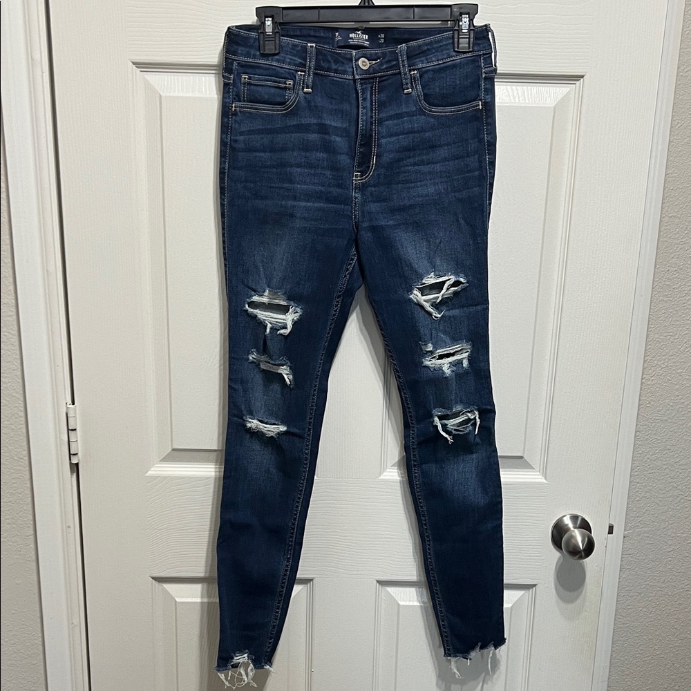 Hollister Dark Blue Distressed Skinny Jeans